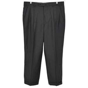 Incotex Men's Size 36x27 Dark Green Pleated Cuffed Super 100's Wool Dress Pants